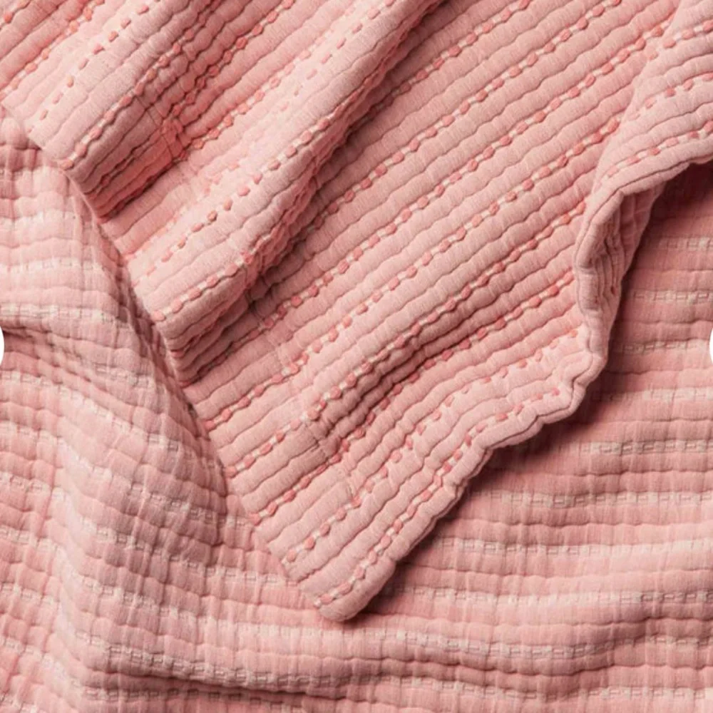 Brooklinen Cotton Textured Throw Blanket Pink Rose - Picture 2 of 5